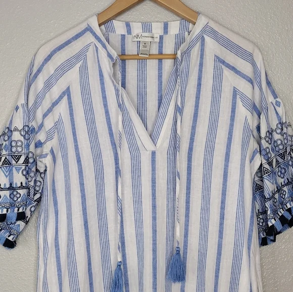 Neiman Marcus Women's Linen Cotton Blend Striped Tunic Dress Size Small - Picture 3 of 16